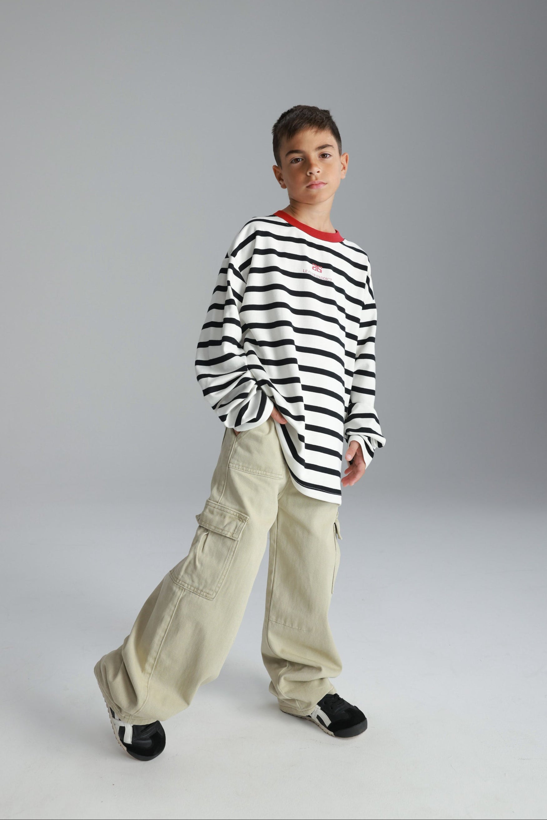 חולצת פול פסים לבן/שחור