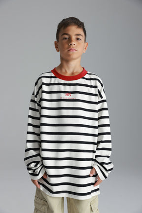 חולצת פול פסים לבן/שחור