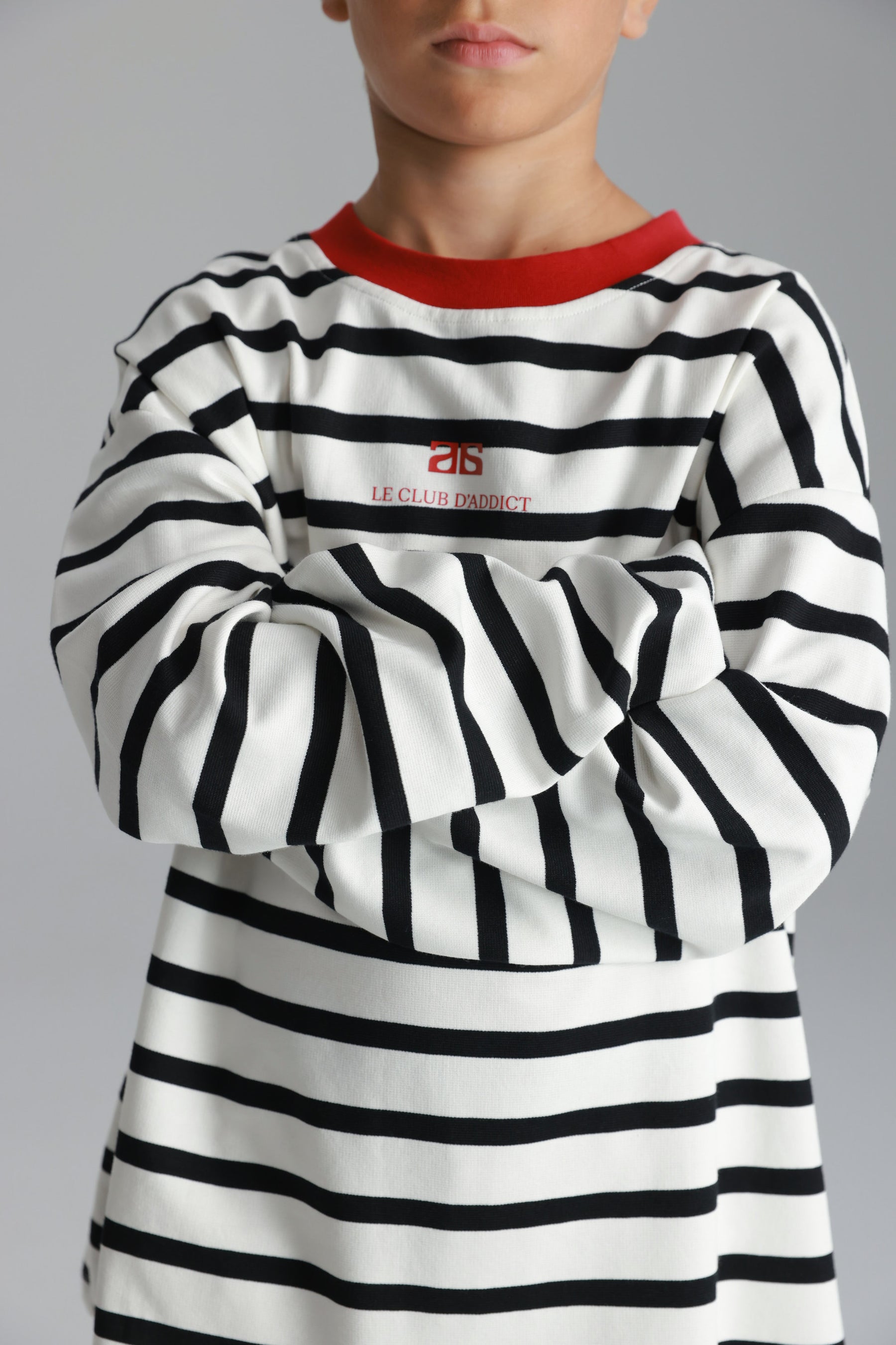 חולצת פול פסים לבן/שחור