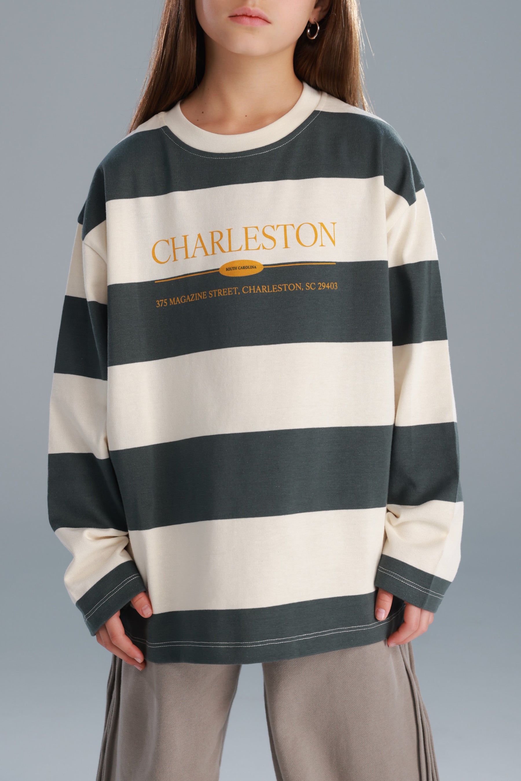 חולצת ויולה ירוק/שמנת