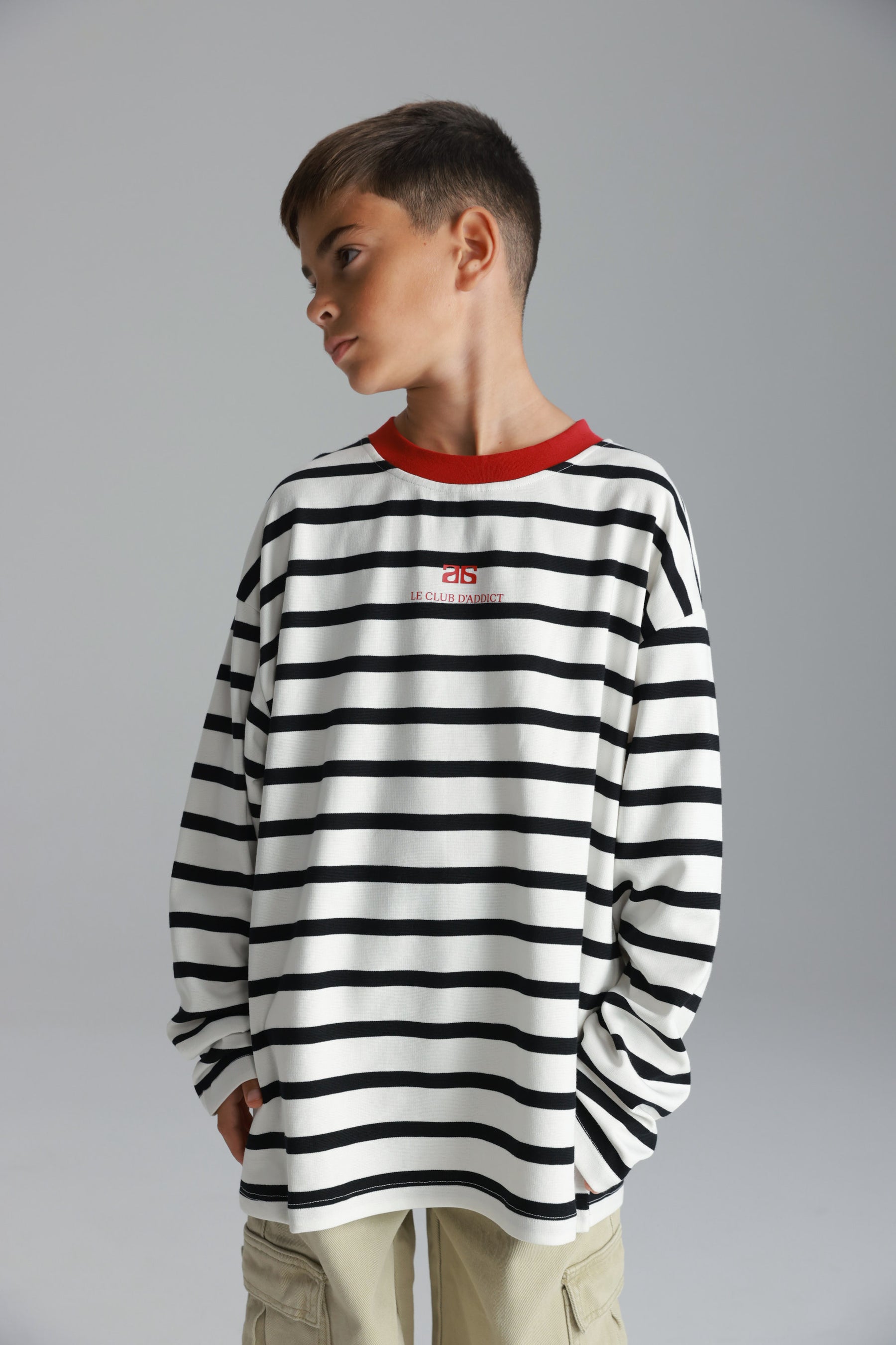 חולצת פול פסים לבן/שחור