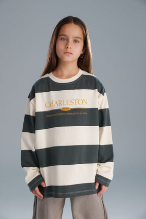 חולצת ויולה ירוק/שמנת