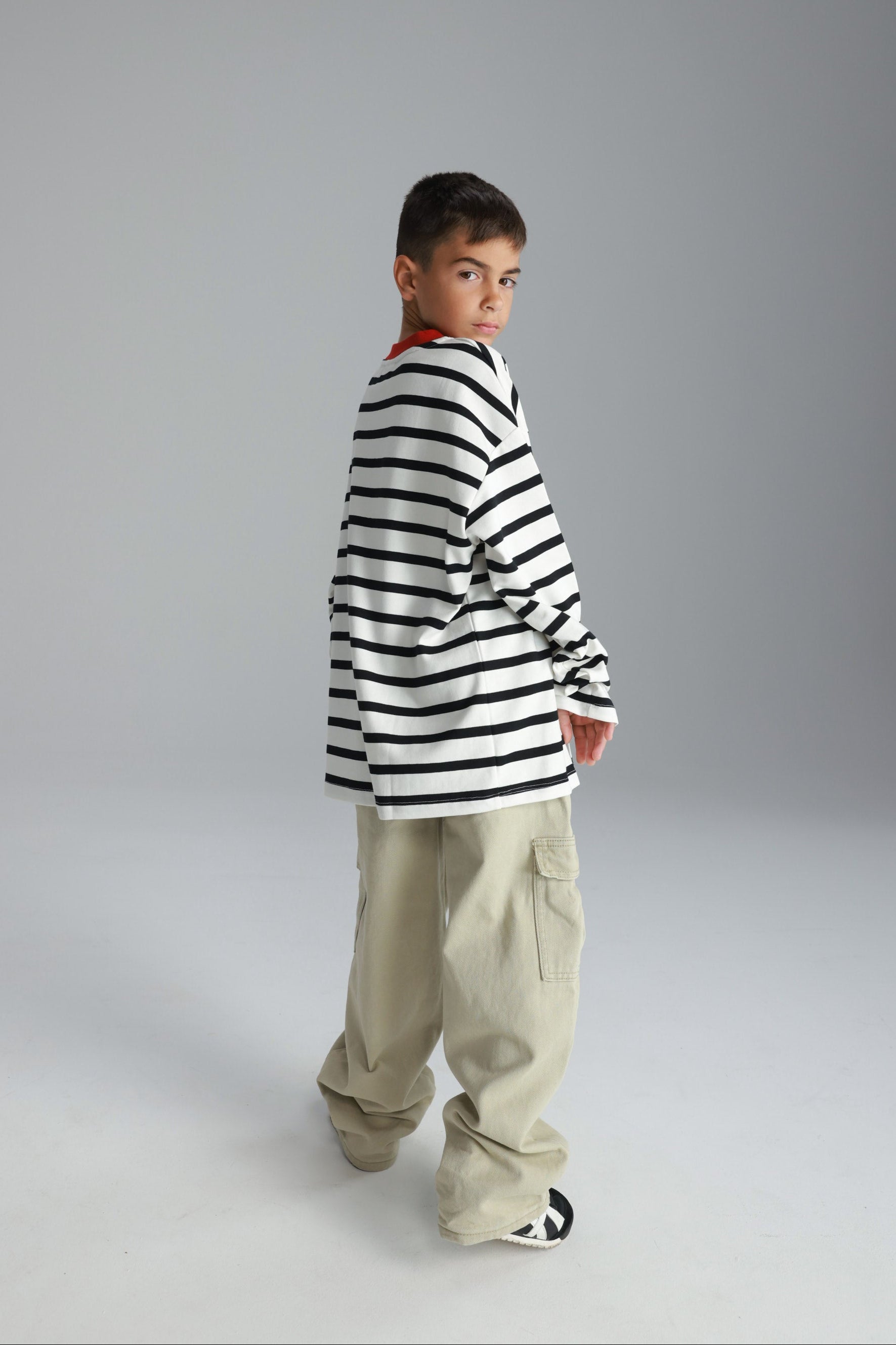 חולצת פול פסים לבן/שחור