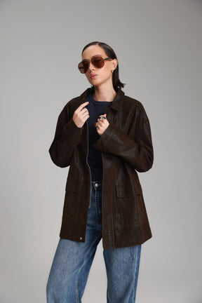 מעיל ג'ני חום כהה