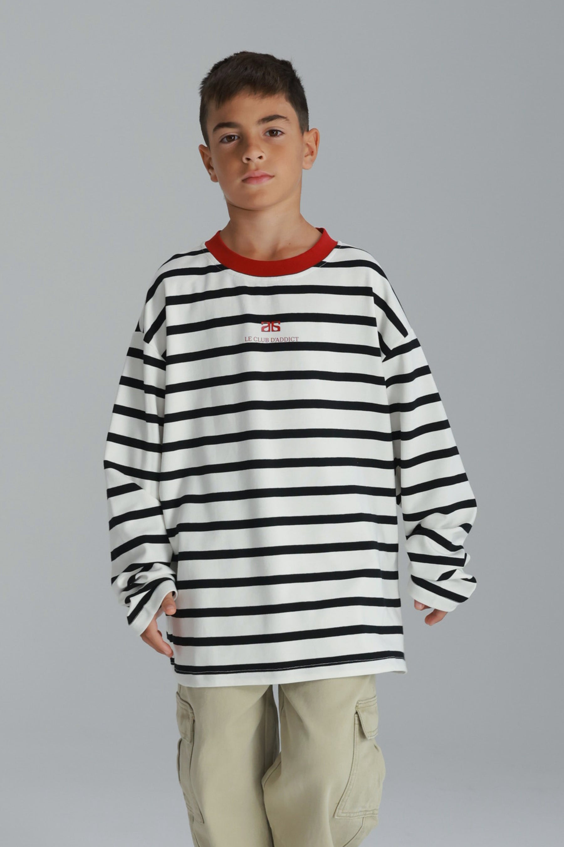 חולצת פול פסים לבן/שחור