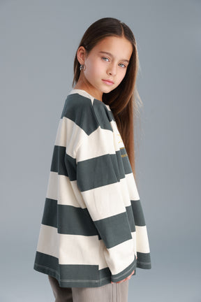 חולצת ויולה ירוק/שמנת