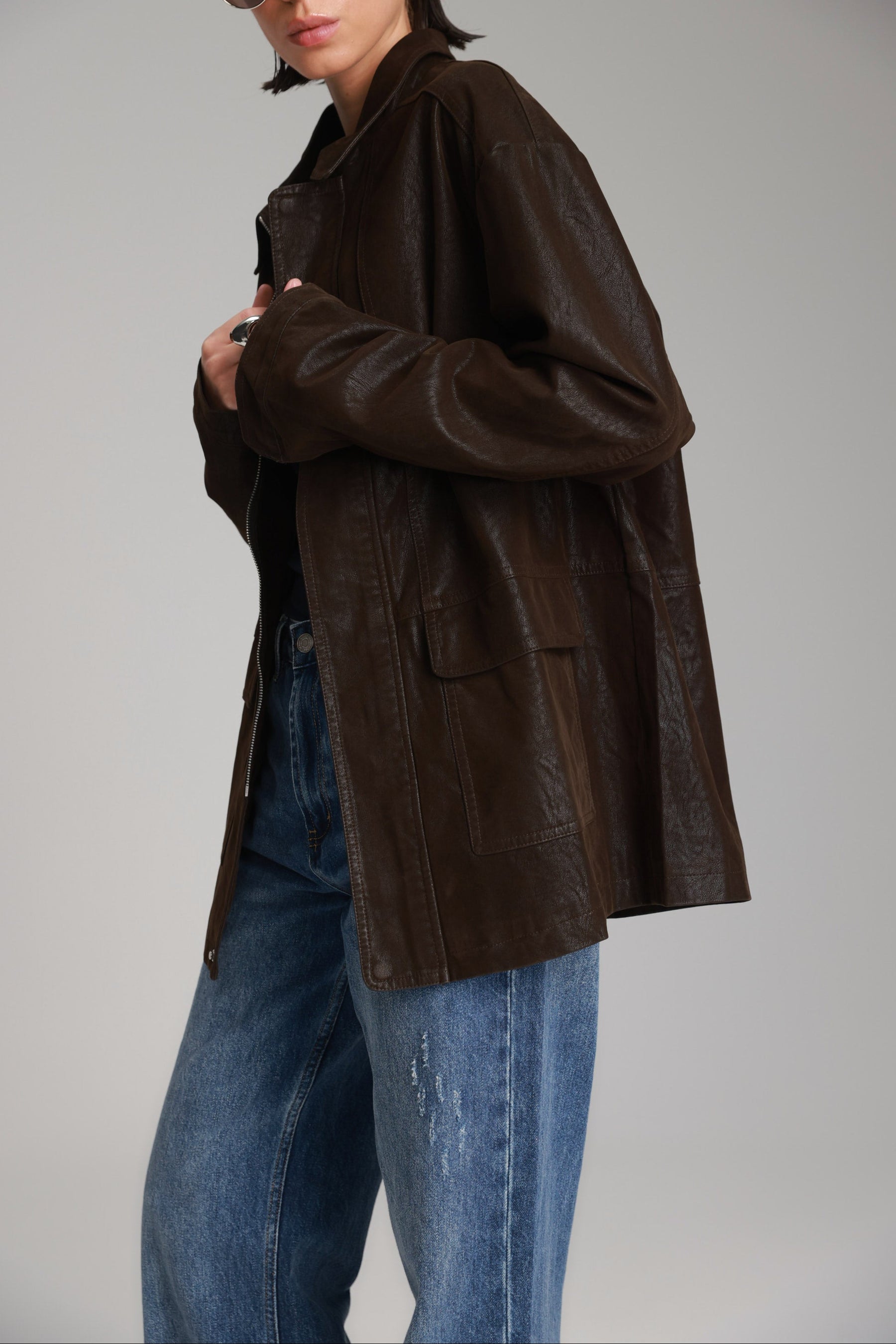 מעיל ג'ני חום כהה