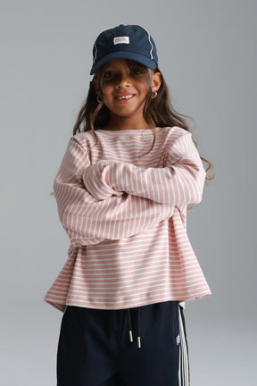 חולצת מייקי פסים ורוד/לבן