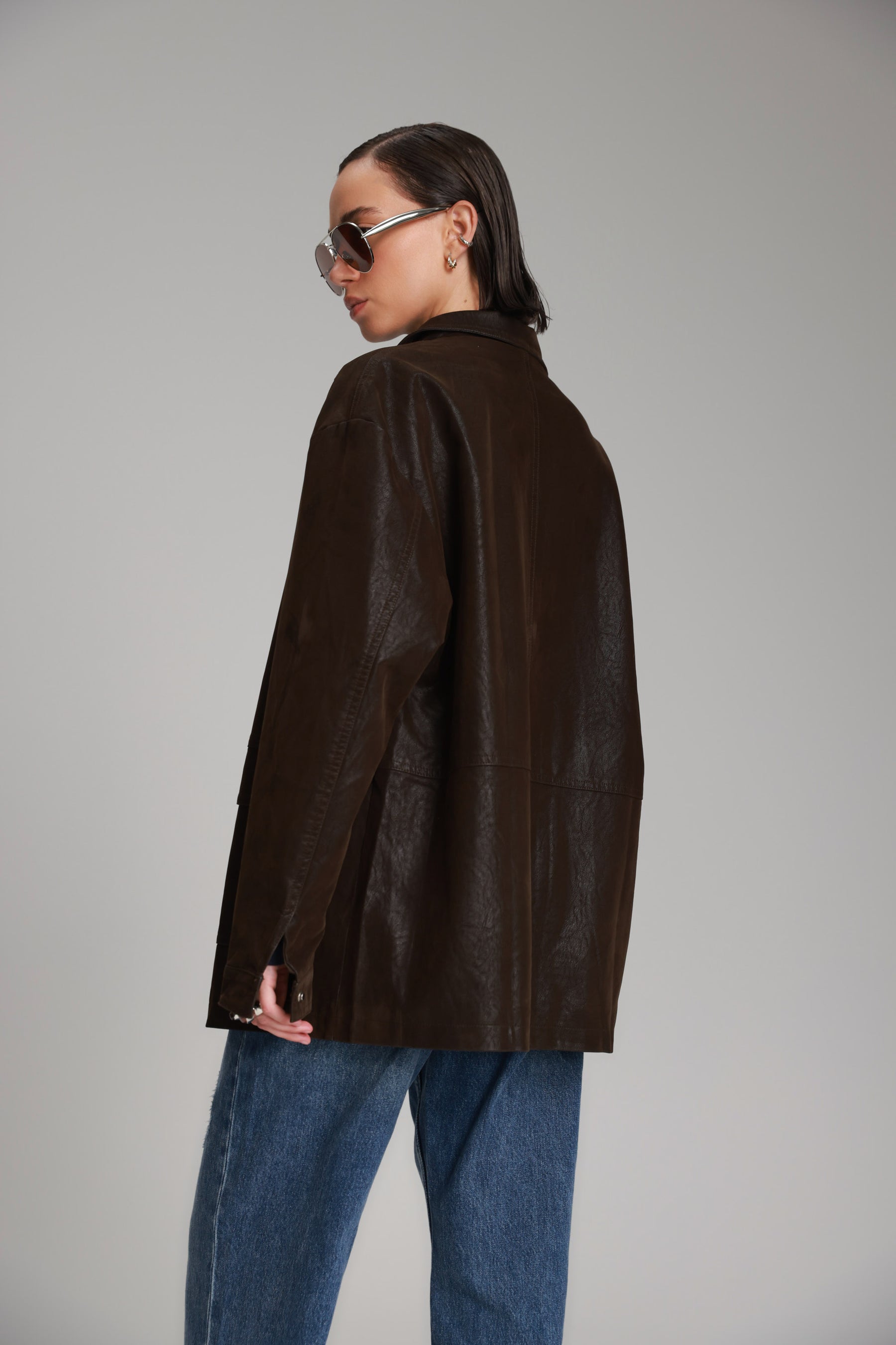 מעיל ג'ני חום כהה