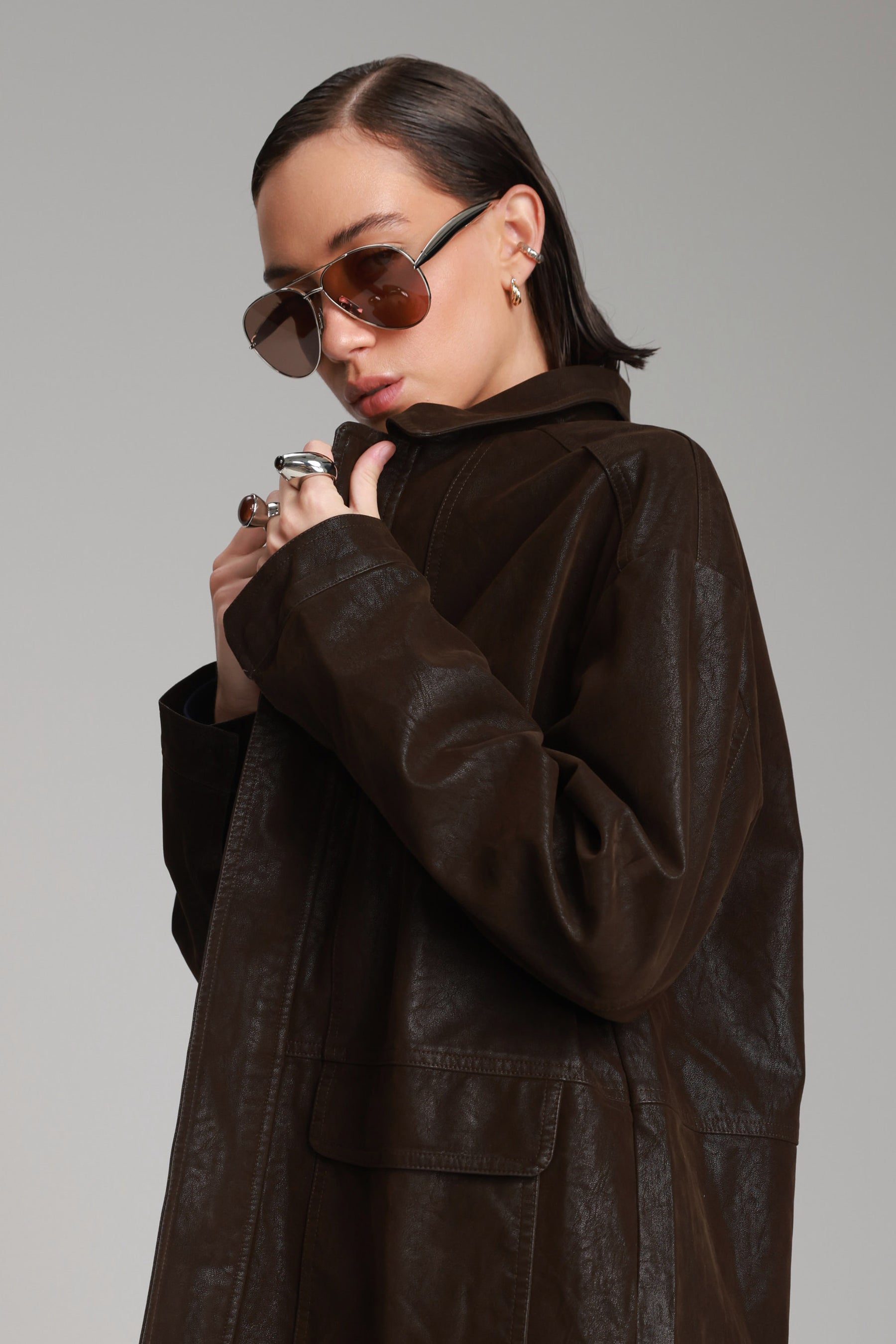 מעיל ג'ני חום כהה