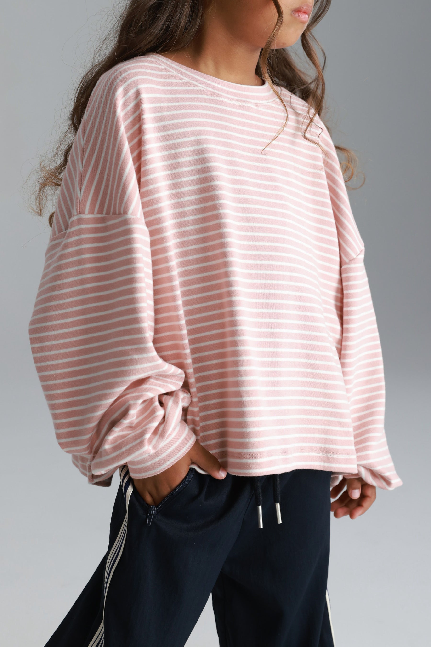 חולצת מייקי פסים ורוד/לבן