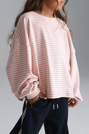 חולצת מייקי פסים ורוד/לבן