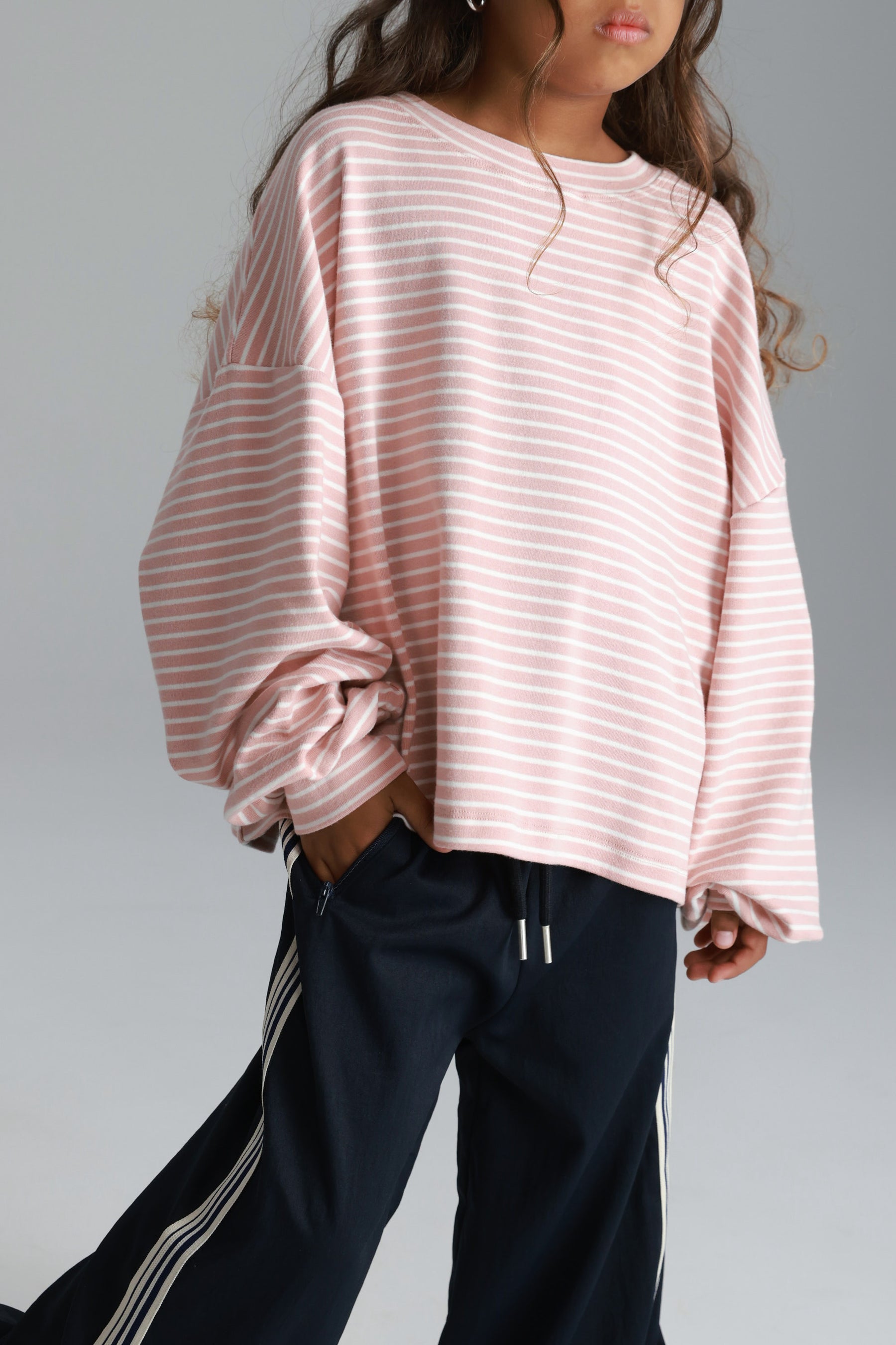 חולצת מייקי פסים ורוד/לבן