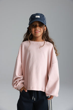 חולצת מייקי פסים ורוד/לבן