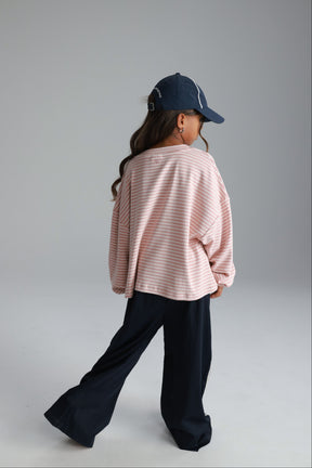 חולצת מייקי פסים ורוד/לבן