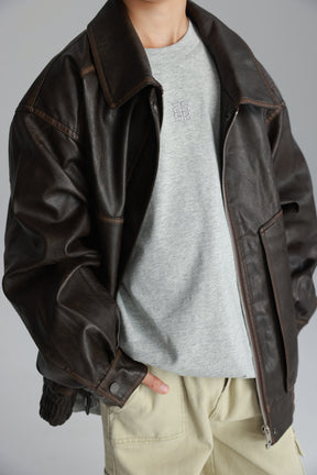 מעיל האנה דמוי עור חום כהה