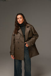 טרנץ' דמוי עור ניקולאס חום