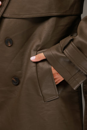 טרנץ' דמוי עור ניקולאס חום