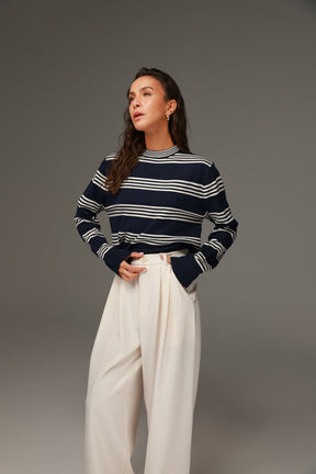 סריג אליסיה פסים נייבי/שמנת