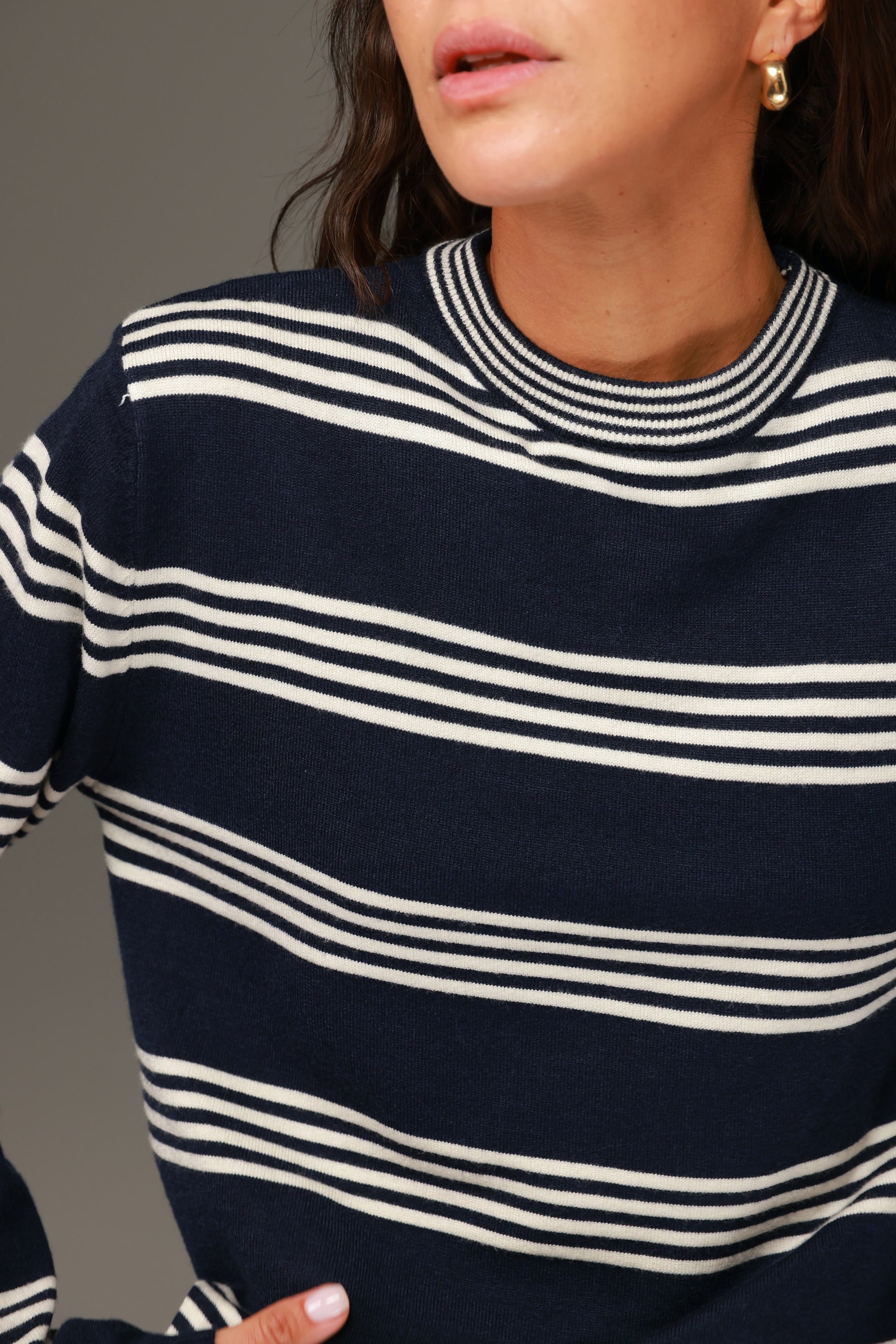 סריג אליסיה פסים נייבי/שמנת