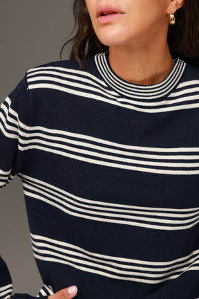 סריג אליסיה פסים נייבי/שמנת