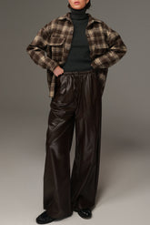 מכנסי טרוור דמוי עור חומים