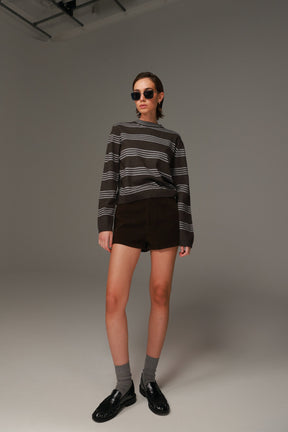 סריג אליסיה פסים חום כהה/אפור