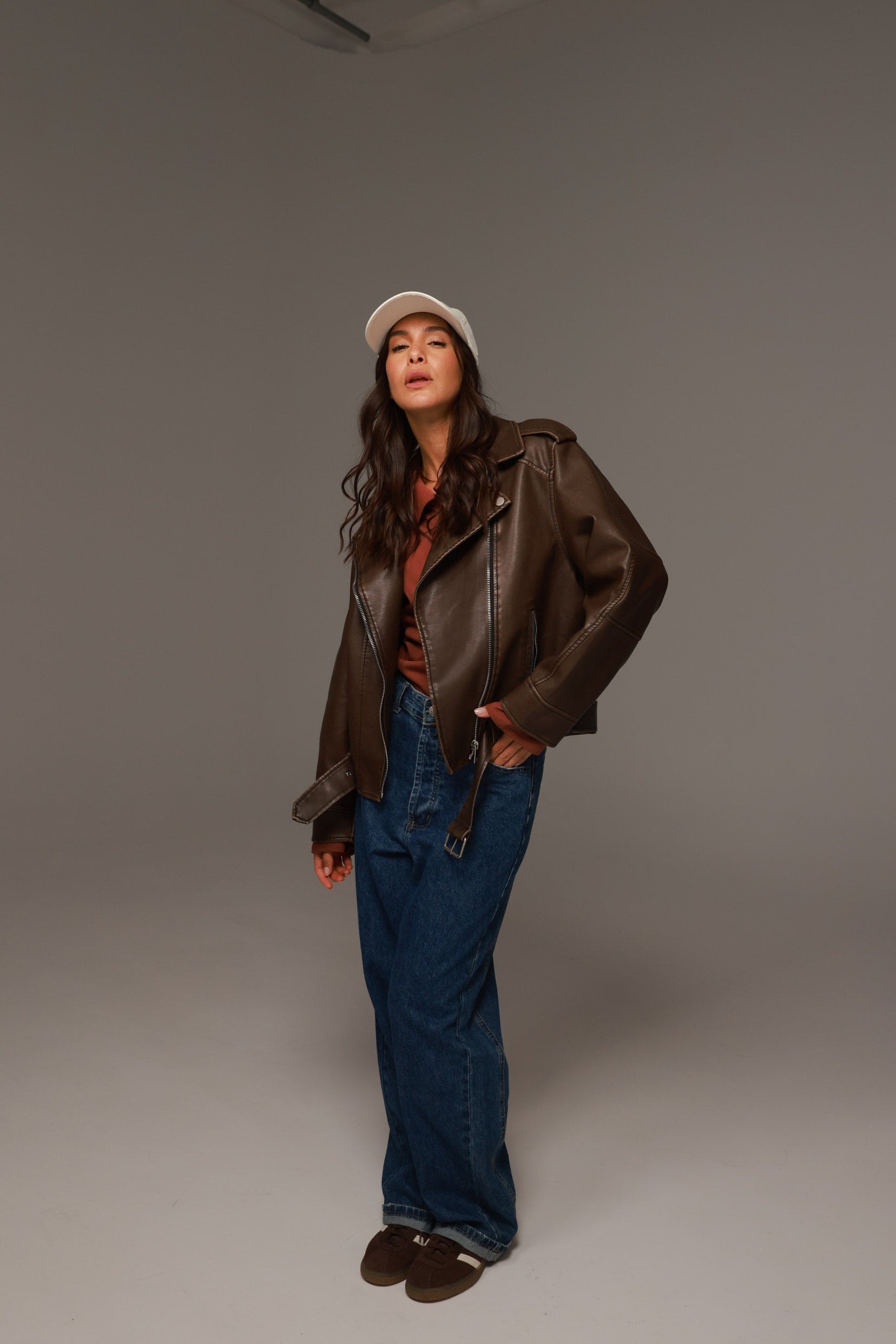 מעיל דמוי עור דילן חום