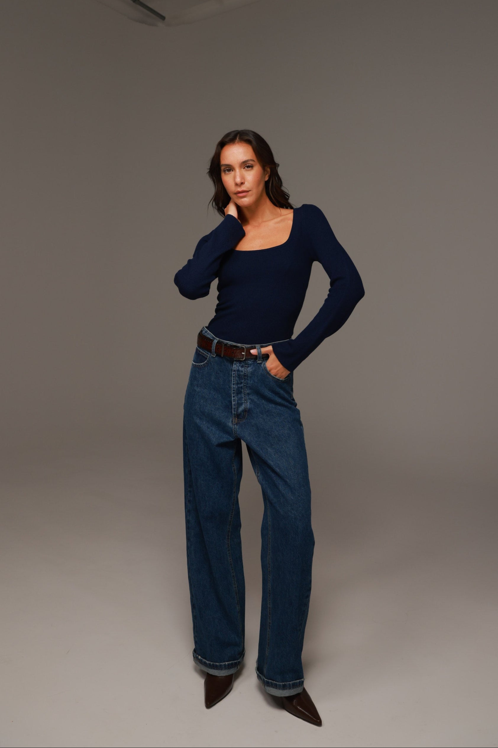 חולצת סריג מוניקה נייבי