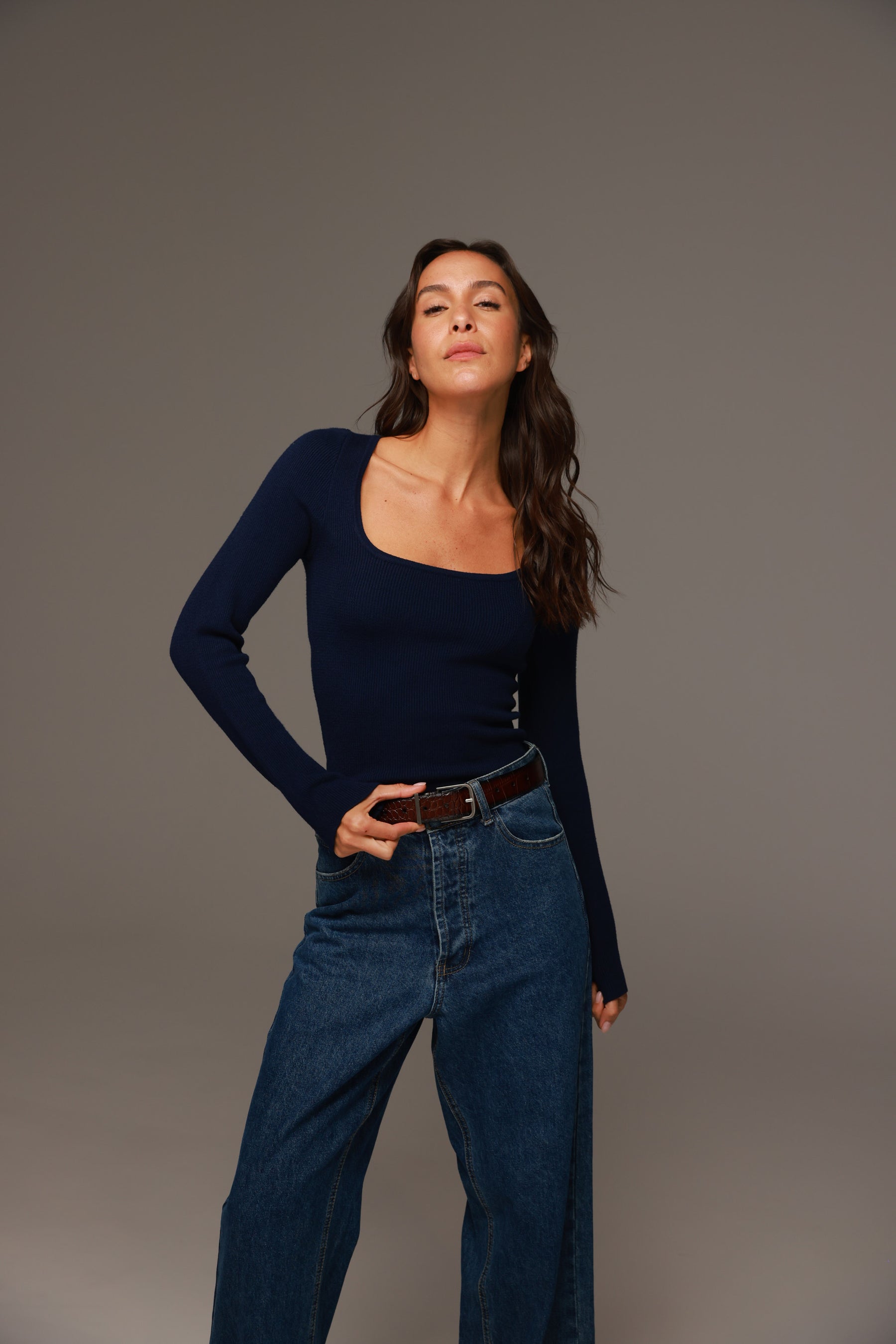 חולצת סריג מוניקה נייבי