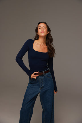 חולצת סריג מוניקה נייבי