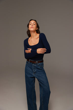 חולצת סריג מוניקה נייבי