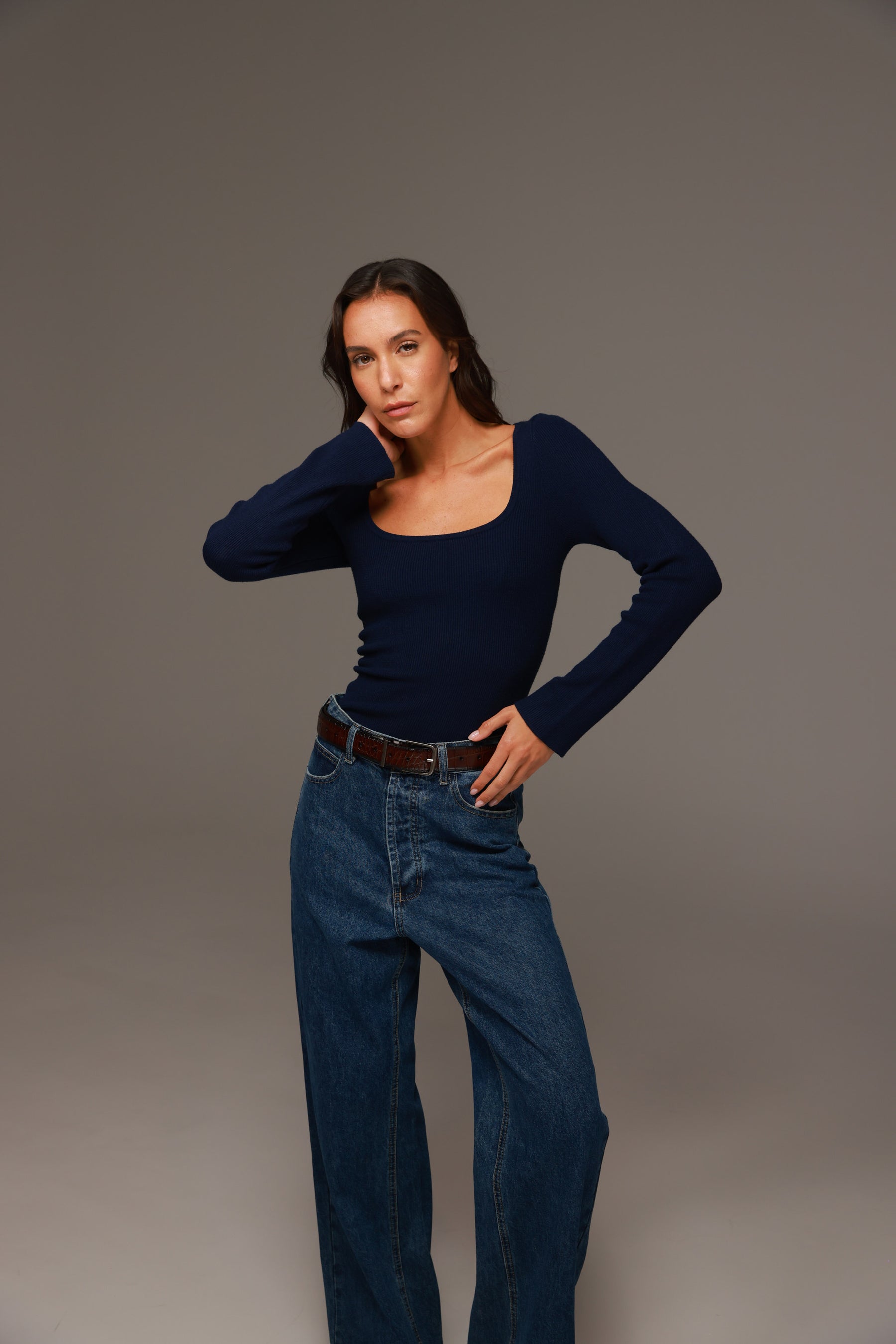 חולצת סריג מוניקה נייבי