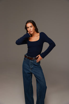 חולצת סריג מוניקה נייבי