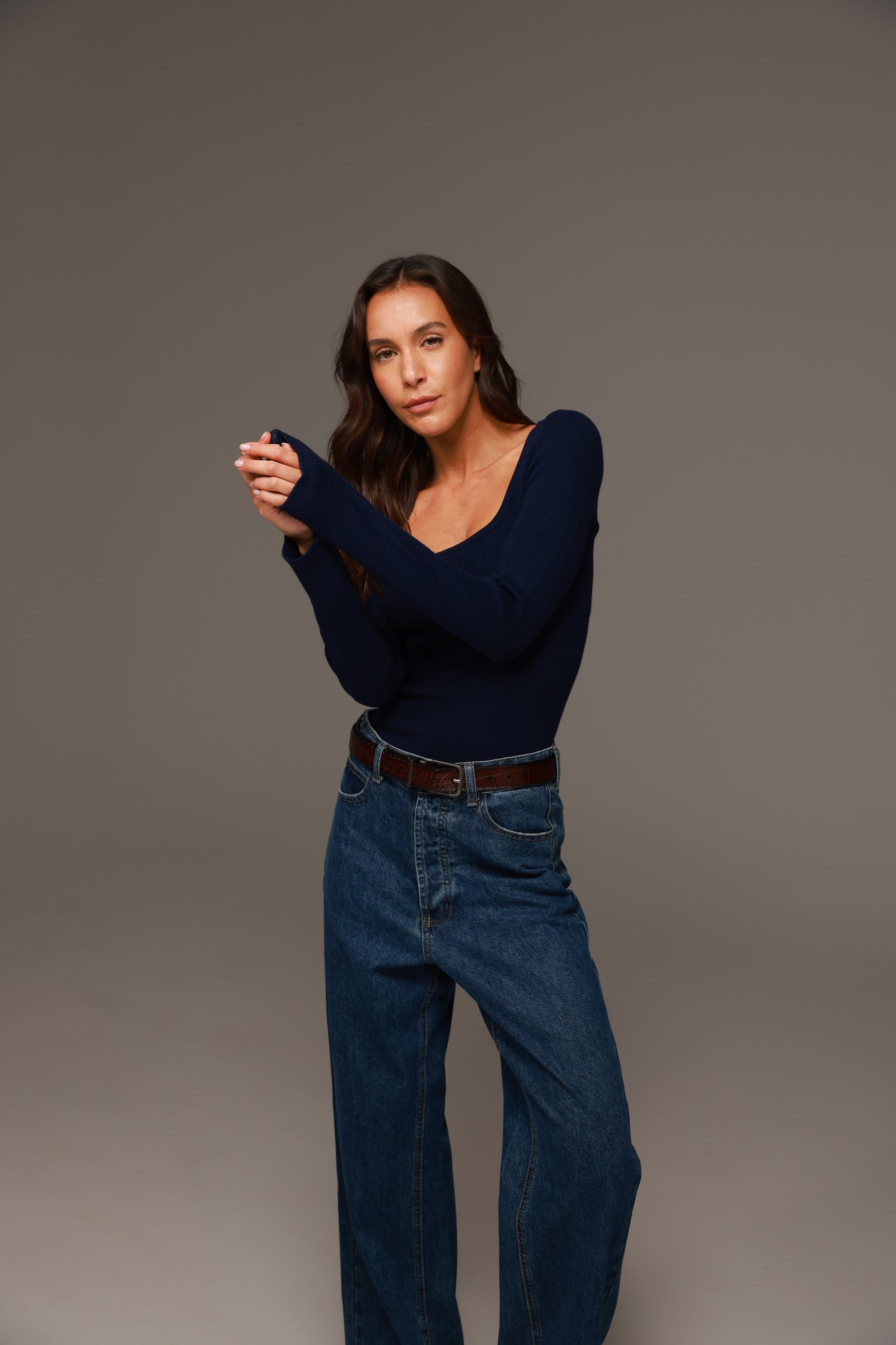 חולצת סריג מוניקה נייבי