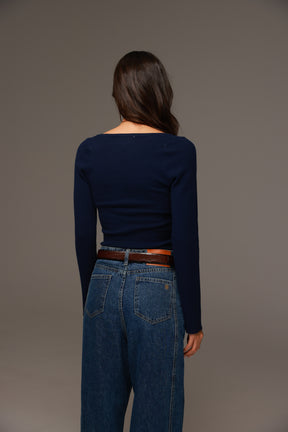 חולצת סריג מוניקה נייבי