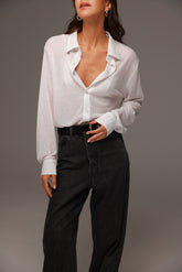 חולצת לוסי מכופתרת לבנה