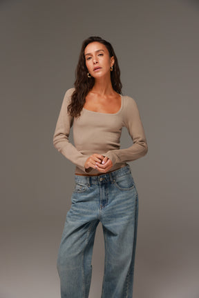 חולצת סריג מוניקה בז'