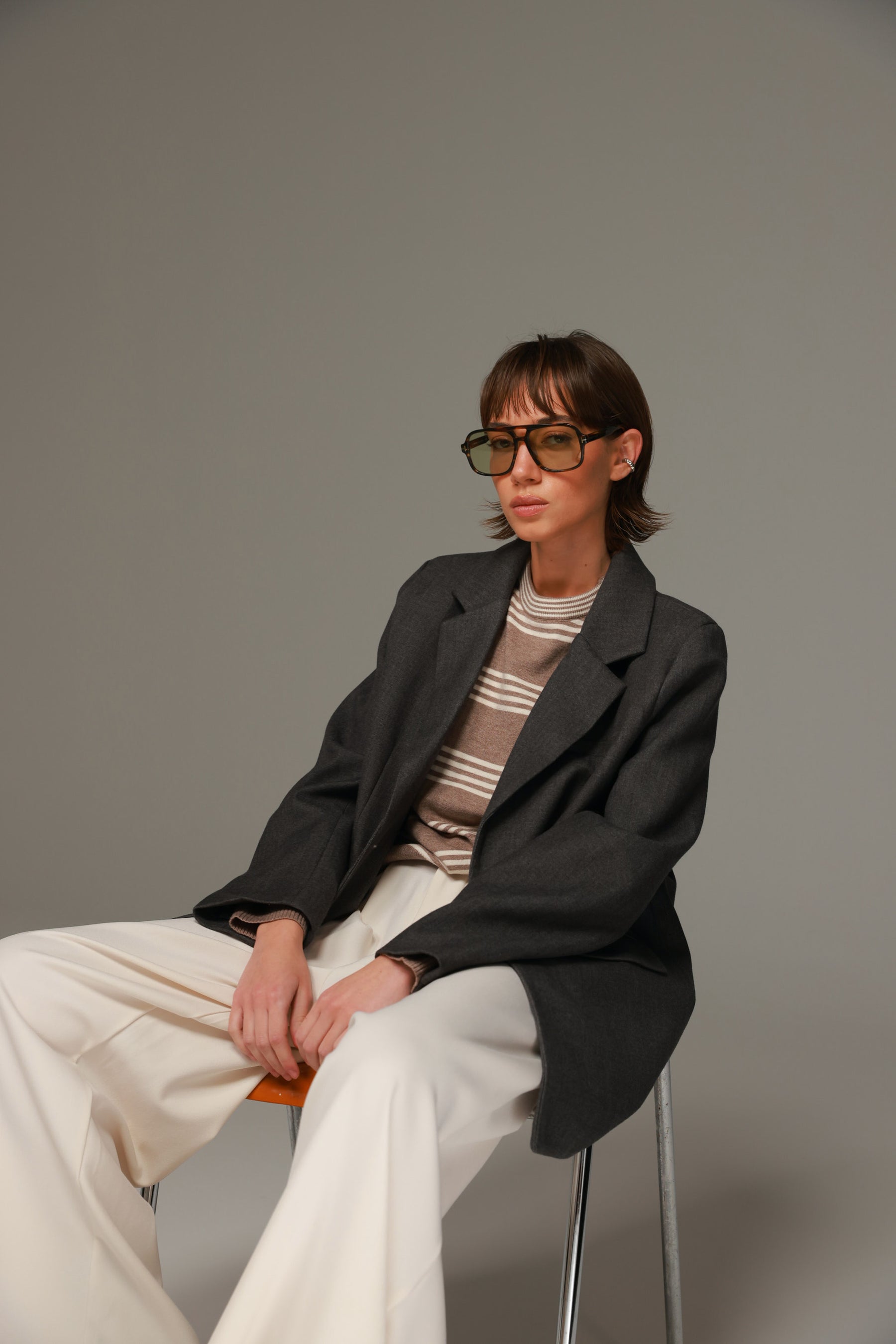 סריג אליסיה פסים בז'/שמנת