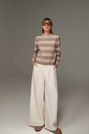 סריג אליסיה פסים בז'/שמנת