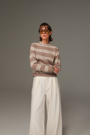 סריג אליסיה פסים בז'/שמנת