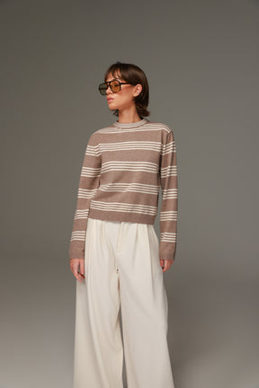 סריג אליסיה פסים בז'/שמנת