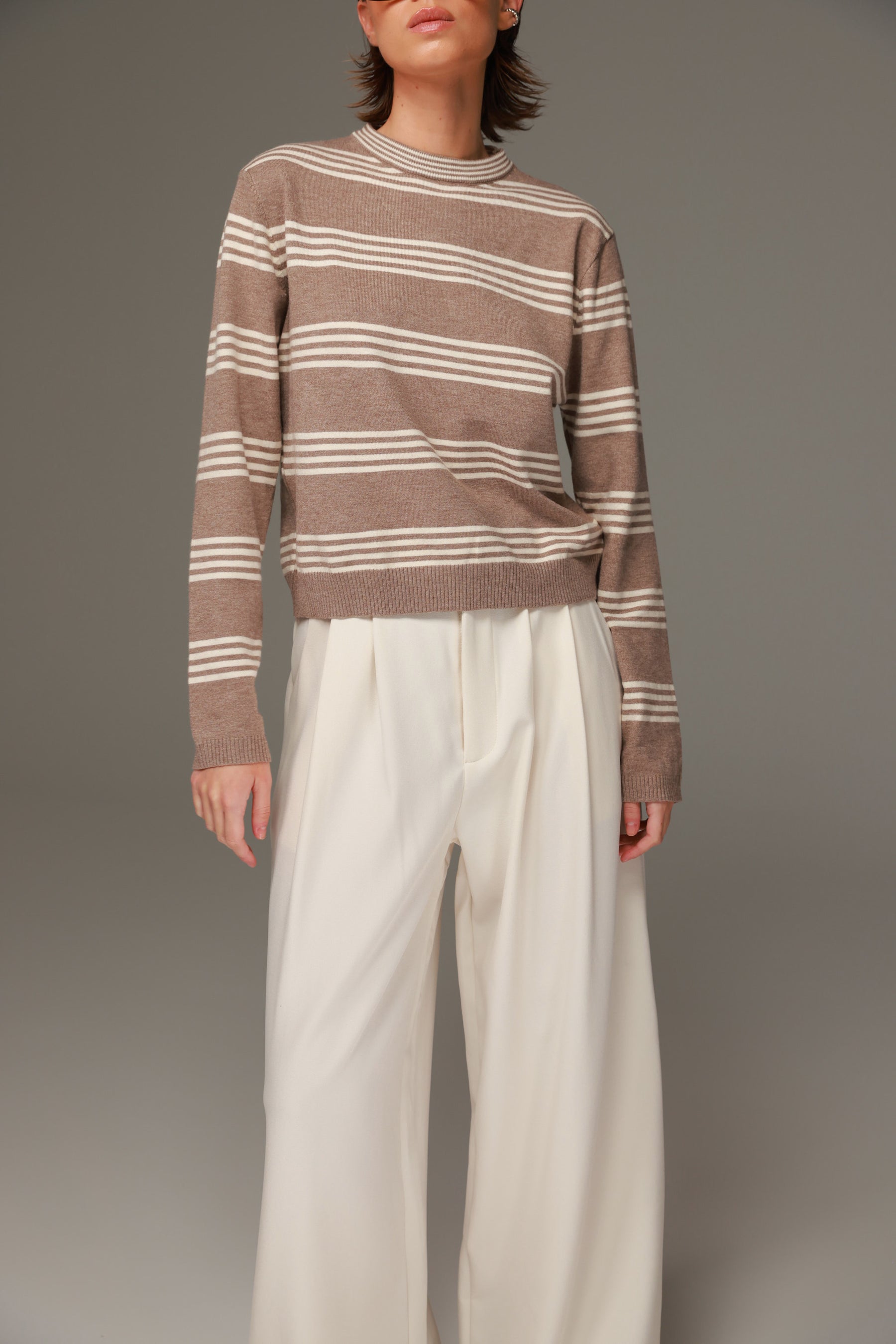 סריג אליסיה פסים בז'/שמנת