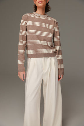 סריג אליסיה פסים בז'/שמנת