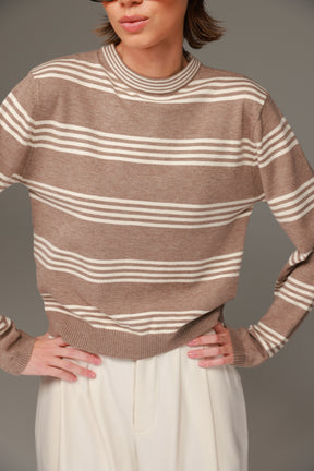 סריג אליסיה פסים בז'/שמנת