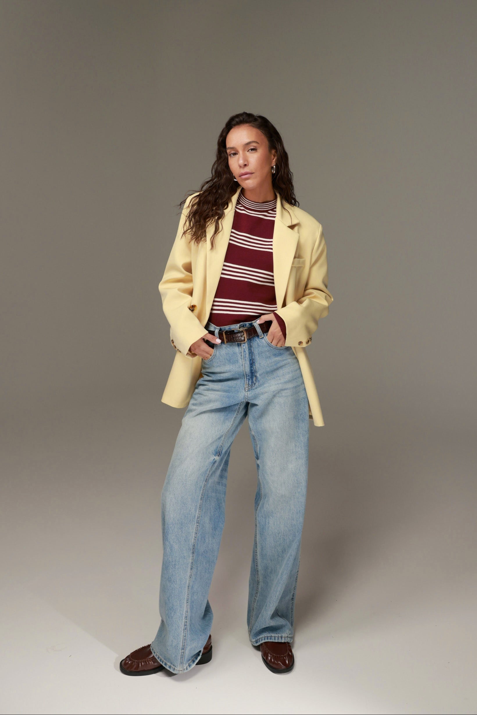 סריג אליסיה פסים בורדו/שמנת