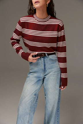 סריג אליסיה פסים בורדו/שמנת