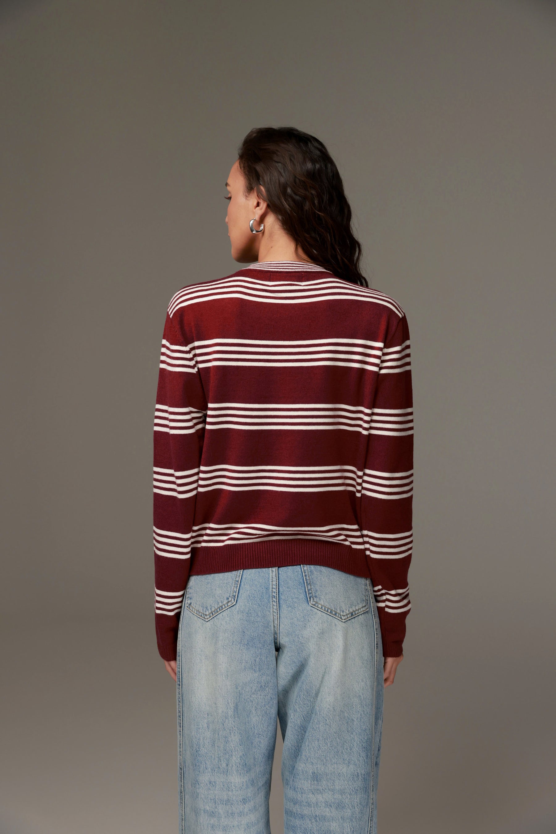 סריג אליסיה פסים בורדו/שמנת