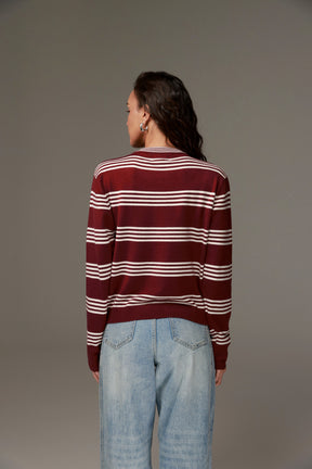 סריג אליסיה פסים בורדו/שמנת