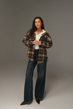 ג'קט ריינה משבצות חום כהה